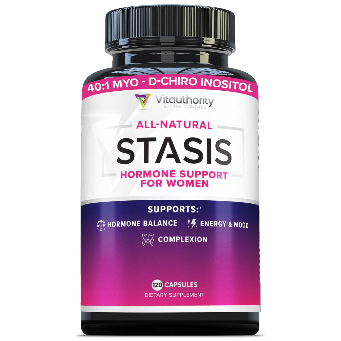Vitauthority Womens Hormone Balance Supplement - 40:1 Myo-Inositol & D-Chiro Inositol Blend with DIM for Hormone Balance for Women - Womens Health Vitamin for Skin Energy & Cycle Support (1 Month)